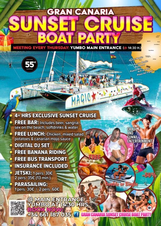 Gran Canaria Summer Sunset Cruise Boat Party 18+